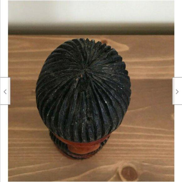 Hand Carved Wood African Bearded Face Statue Figurine 7" Tall Decoration - Picture 5 of 6